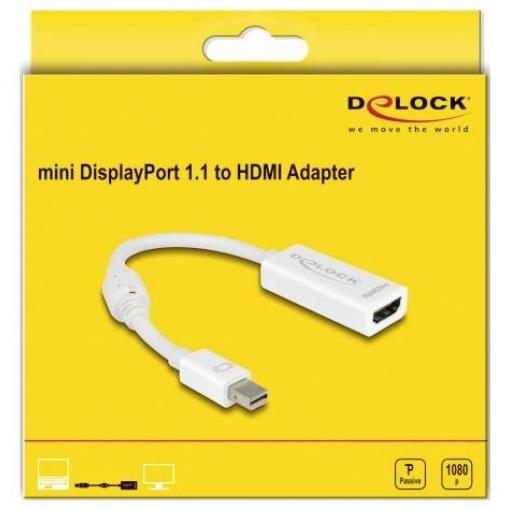 Delock 65128 Mini-DisplayPort / HDMI adaptér [1x mini DisplayPort zástrčka - 1x HDMI zásuvka] bílá 12 cm