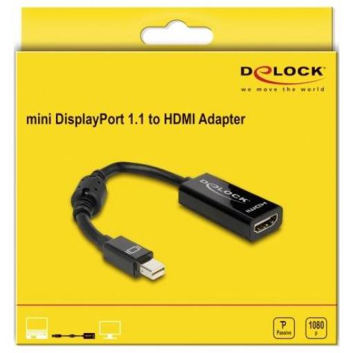 Delock 65099 Mini-DisplayPort / HDMI adaptér [1x mini DisplayPort zástrčka - 1x HDMI zásuvka] černá 12 cm