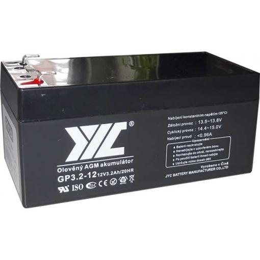 Olověný akumulátor JYC GP3.2-12 VRLA AGM, 12 V / 3,2 Ah