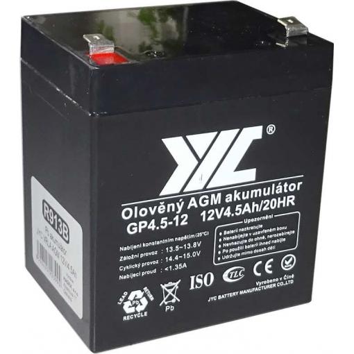 Olověný akumulátor JYC GP4.5-12 VRLA AGM, 12 V / 4,5 Ah