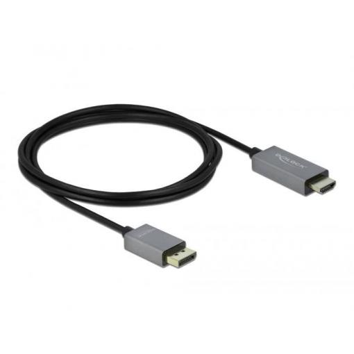 Delock DisplayPort / HDMI kabel Konektor DisplayPort, Zástrčka HDMI-A 2 m černá, šedá 85929 pozlacené kontakty, 4K UHD Kabel DisplayPort