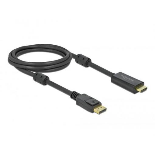 Delock DisplayPort / HDMI kabel Konektor DisplayPort, Zástrčka HDMI-A 2 m černá 85956 pozlacené kontakty, 4K UHD Kabel DisplayPort