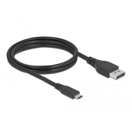 Delock DisplayPort / USB kabel USB-C ® zástrčka, Konektor DisplayPort 1.5 m černá 86040 pozlacené kontakty, 4K UHD, třížilový stíněný Kabel USB-C