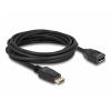 Delock DisplayPort kabel Konektor DisplayPort, DisplayPort zásuvka 5 m černá 80004 4K UHD, pozlacené kontakty, třížilový stíněný Kabel DisplayPort