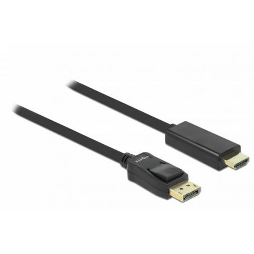 Delock HDMI / DisplayPort kabel Konektor DisplayPort, Zástrčka HDMI-A 3 m černá 82435 kroucený , pozlacené kontakty, třížilový stíněný Kabel DisplayPort