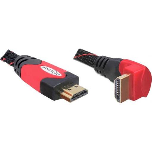 Delock HDMI kabel Zástrčka HDMI-A 5 m černá, červená 82688 kulatý, 4K UHD, pozlacené kontakty, kroucený HDMI kabel