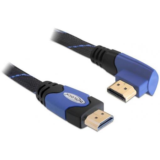 Delock HDMI kabel Zástrčka HDMI-A 2 m černá, modrá 82956 kulatý, 4K UHD, pozlacené kontakty, kroucený HDMI kabel