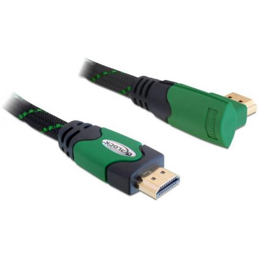 Delock HDMI kabel Zástrčka HDMI-A 2 m černá, zelená 82952 kulatý, 4K UHD, pozlacené kontakty, kroucený HDMI kabel