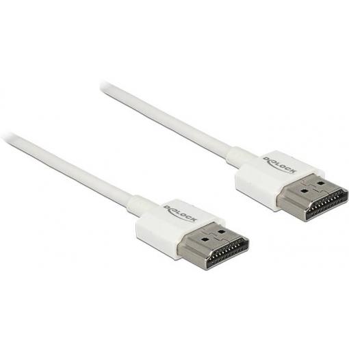 Delock HDMI kabel Zástrčka HDMI-A 0.25 m bílá 85120 pozlacené kontakty, 4K UHD, kroucený , třížilový stíněný HDMI kabel