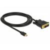 Delock Mini-DisplayPort / DVI kabel Mini DisplayPort konektory, DVI-D 24+1pol. Zástrčka 2 m černá 83989 pozlacené kontakty, třížilový stíněný, kroucený Kabel