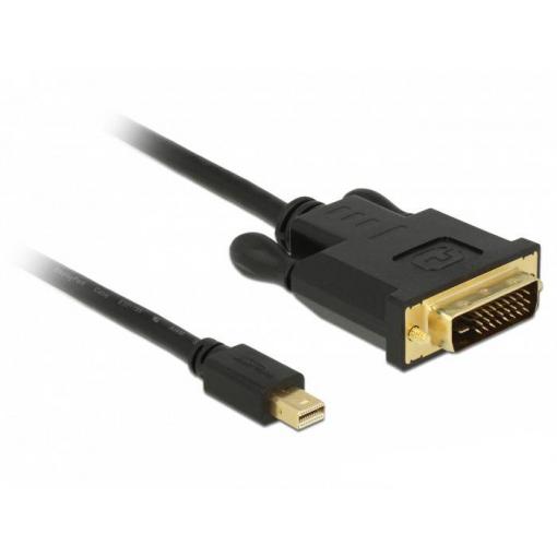 Delock Mini-DisplayPort / DVI kabel Mini DisplayPort konektory, DVI-D 24+1pol. Zástrčka 3 m černá 83990 pozlacené kontakty, třížilový stíněný, kroucený Kabel