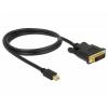 Delock Mini-DisplayPort / DVI kabel Mini DisplayPort konektory, DVI-D 24+1pol. Zástrčka 1 m černá 83988 pozlacené kontakty, třížilový stíněný, kroucený Kabel