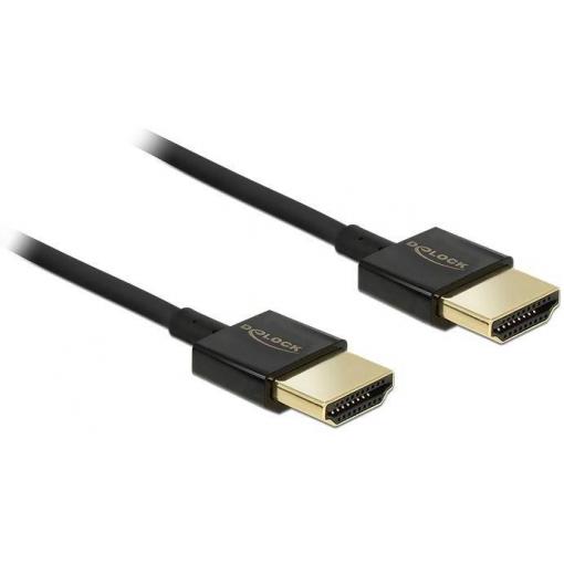 Delock HDMI kabel Zástrčka HDMI-A 2 m černá 84773 pozlacené kontakty, 4K UHD, kroucený , třížilový stíněný HDMI kabel