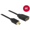 Delock HDMI kabel Zásuvka HDMI-A, Zástrčka HDMI Micro-D 0.23 m černá 65687 pozlacené kontakty, 4K UHD HDMI kabel