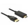 Delock DisplayPort / HDMI kabel Konektor DisplayPort, Zástrčka HDMI-A 3 m černá 85318 pozlacené kontakty, kroucený , třížilový stíněný, 4K UHD Kabel DisplayPort