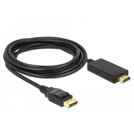 Delock DisplayPort / HDMI kabel Konektor DisplayPort, Zástrčka HDMI-A 3 m černá 85318 pozlacené kontakty, kroucený , třížilový stíněný, 4K UHD Kabel DisplayPort