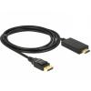 Delock DisplayPort / HDMI kabel Konektor DisplayPort, Zástrčka HDMI-A 2 m černá 85317 pozlacené kontakty, kroucený , třížilový stíněný, 4K UHD Kabel DisplayPort