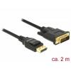 Delock DisplayPort / DVI kabel Konektor DisplayPort, DVI-D 24+1pol. Zástrčka 2 m černá 85313 pozlacené kontakty, kroucený , třížilový stíněný, 4K UHD Kabel