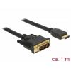 Delock DVI / HDMI kabel DVI-D 18 + 1 pól Zástrčka, Zástrčka HDMI-A 1 m černá 85582 třížilový stíněný, pozlacené kontakty HDMI kabel