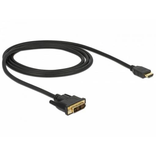 Delock DVI / HDMI kabel DVI-D 18 + 1 pól Zástrčka, Zástrčka HDMI-A 1 m černá 85582 třížilový stíněný, pozlacené kontakty HDMI kabel