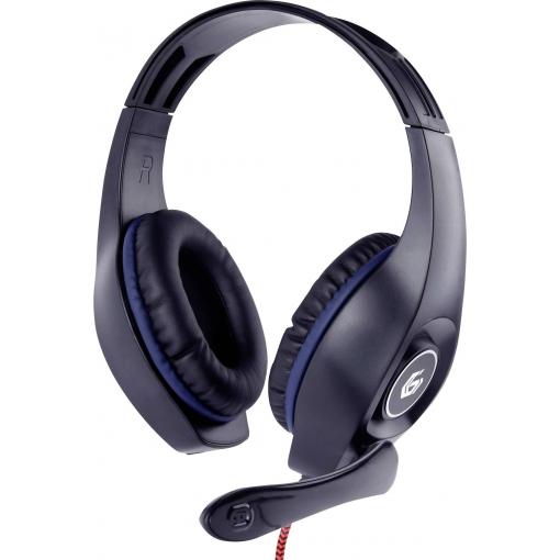 Gembird GHS-05-B Headset otevřená (On Ear) kabelová stereo černá, modrá regulace hlasitosti Gaming