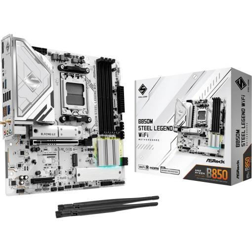 ASRock B850M Steel Legend Základní deska Socket (PC) AMD AM5 Tvarový faktor Micro-ATX Čipová sada základní desky AMD® B850