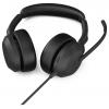 Jabra Evolve2 50 Headset otevřená (On Ear) kabelová, Bluetooth® stereo černá Redukce šumu mikrofonu, Potlačení hluku headset, Vypnutí zvuku mikrofonu, regulace