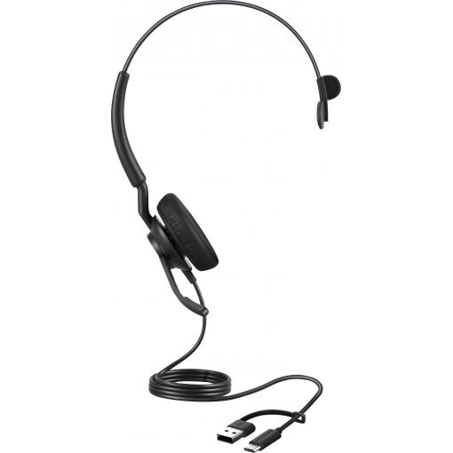 Jabra Engage 40 Headset otevřená (On Ear) kabelová mono černá Redukce šumu mikrofonu, Potlačení hluku headset, monofonní, regulace hlasitosti, Vypnutí zvuku