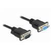 Delock sériový kabel [1x D-SUB zásuvka 9pólová - 1x D-SUB zástrčka 9pólová], 2 m, černá