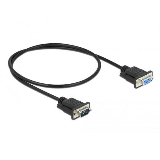 Delock sériový kabel [1x RS232 zástrčka - 1x RS232 zásuvka ], 0.5 m, černá