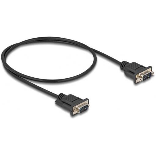 Delock sériový kabel [1x D-SUB zástrčka 9pólová - 1x D-SUB zástrčka 9pólová], 0.5 m, černá
