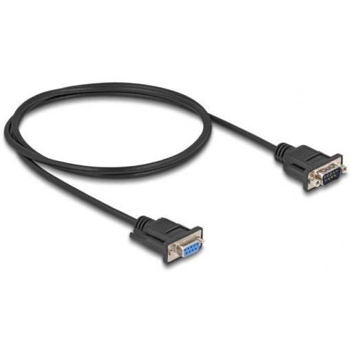Delock sériový kabel [1x D-SUB zástrčka 9pólová - 1x D-SUB zásuvka 9pólová], 1 m, černá