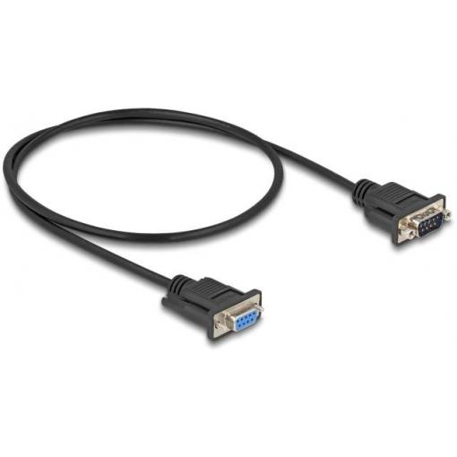 Delock sériový kabel [1x D-SUB zástrčka 9pólová - 1x D-SUB zásuvka 9pólová], 0.5 m, černá
