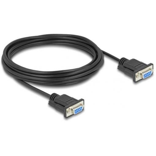 Delock sériový kabel [1x D-SUB zásuvka 9pólová - 1x D-SUB zásuvka 9pólová], 5 m, černá