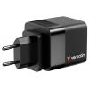 Verbatim GaN Charger 65 W cestovní nabíječka, Rychlonabíječka, GaN, s adaptérem pro Evropu, s britským adaptérem, s americkým adaptérem, 1x USB A , 1x USB-C®,