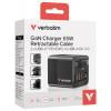Verbatim GaN Charger 65 W cestovní nabíječka, Rychlonabíječka, GaN, s adaptérem pro Evropu, s britským adaptérem, s americkým adaptérem, 1x USB A , 1x USB-C®,