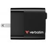 Verbatim GaN Charger 65 W cestovní nabíječka, Rychlonabíječka, GaN, s adaptérem pro Evropu, s britským adaptérem, s americkým adaptérem, 1x USB A , 1x USB-C®,