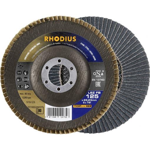 Rhodius 211333 vějířovitý brusný kotouč Průměr 125 mm Ø otvoru 22.23 mm Zrnitost 80 nerezová ocel, ocel 1 ks