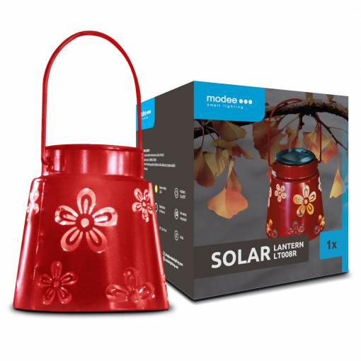 Svítidlo solární ML-LT008R LED závesné, Květina, červené