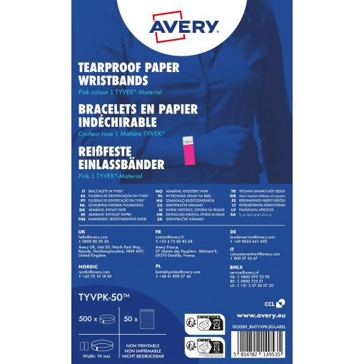 Avery-Zweckform TYVPK-50 Přívodní pásek (d x š) 256 mm x 19 mm lepicí proužek 500 ks