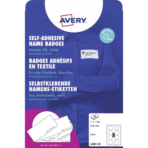 Avery-Zweckform L4881-20 štítek se jménem Kennzeichnungsetiketten (š x v) 65 mm x 65 mm 160 ks