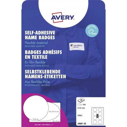 Avery-Zweckform J4881-20 štítek se jménem Kennzeichnungsetiketten (š x v) 65 mm x 65 mm 160 ks