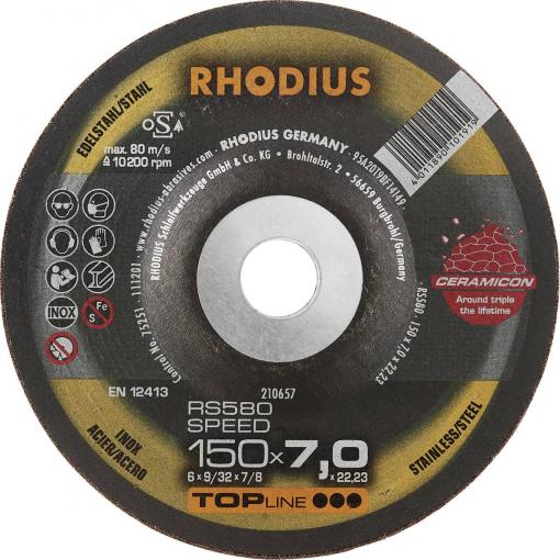 Rhodius 210657 Ohrubovací kotouč Průměr 150 mm Ø otvoru 22.23 mm nerezová ocel, ocel, litina 1 ks