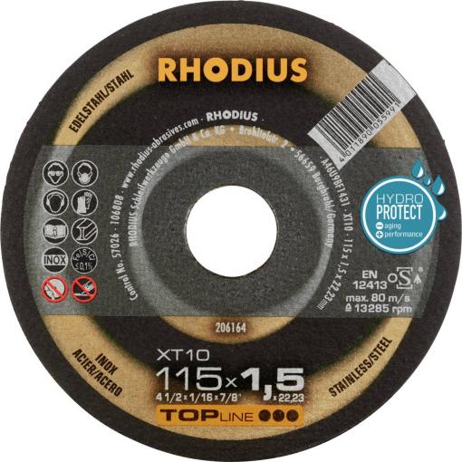 Rhodius 206164 řezný kotouč rovný 115 mm 1 ks nerezová ocel, ocel