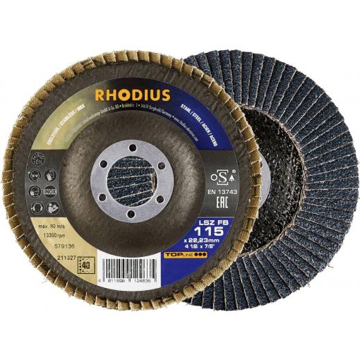 Rhodius 211327 vějířovitý brusný kotouč Průměr 115 mm Ø otvoru 22.23 mm Zrnitost 40 nerezová ocel, ocel 1 ks
