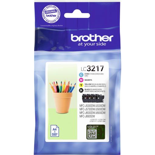 Brother Ink LC3217 originál kombinované balení černá, azurová, purppurová, žlutá LC3217VAL