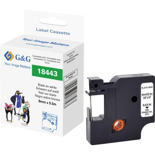 G&G páska do štítkovače vinyl Barva pásky: bílá Barva písma: černá 9 mm 5.5 m