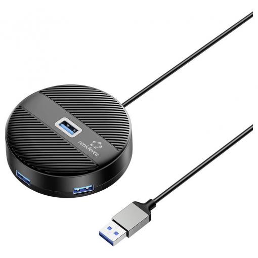 Renkforce RF-6266640 USB Hub 4 porty USB-A USB 3.0 5 GBit/s černá (matná) RF-USBH-400