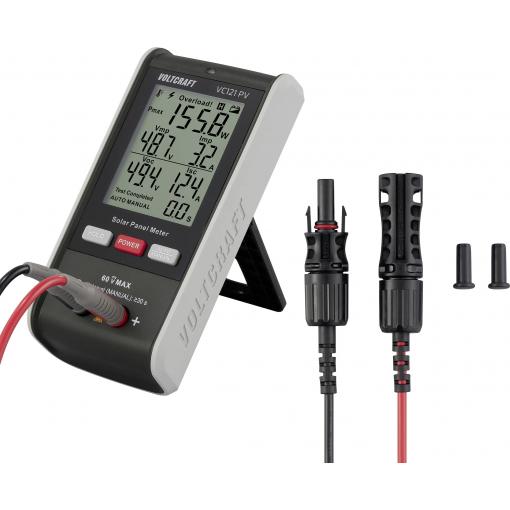 VOLTCRAFT VC121 PV Měřič solárního panelu až do 800 W, zobrazení proudu, napětí a výkonu, signalizace zkratu