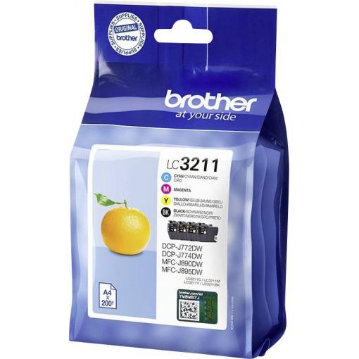 Brother Ink LC3211 originál kombinované balení černá, azurová, purppurová, žlutá LC3211VAL